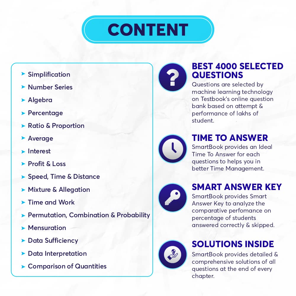 Banking Quantitative Aptitude Book | 4000+ Practice Questions | Chapterwise MCQs with Solutions | IBPS, SBI, PO, Clerk, SO Exams | Testbook SmartBook