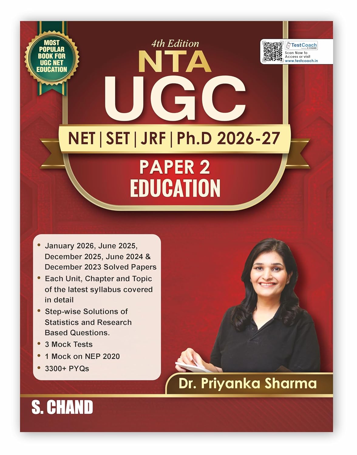 NTA UGC NET Education Paper 2 Book 2026-2027 | 4th Edition | 3300+ PYQ Solved Questions, Chapter & Topic Wise | Question Bank with Solutions & Mock Tests | SET/JRF/PhD Guide