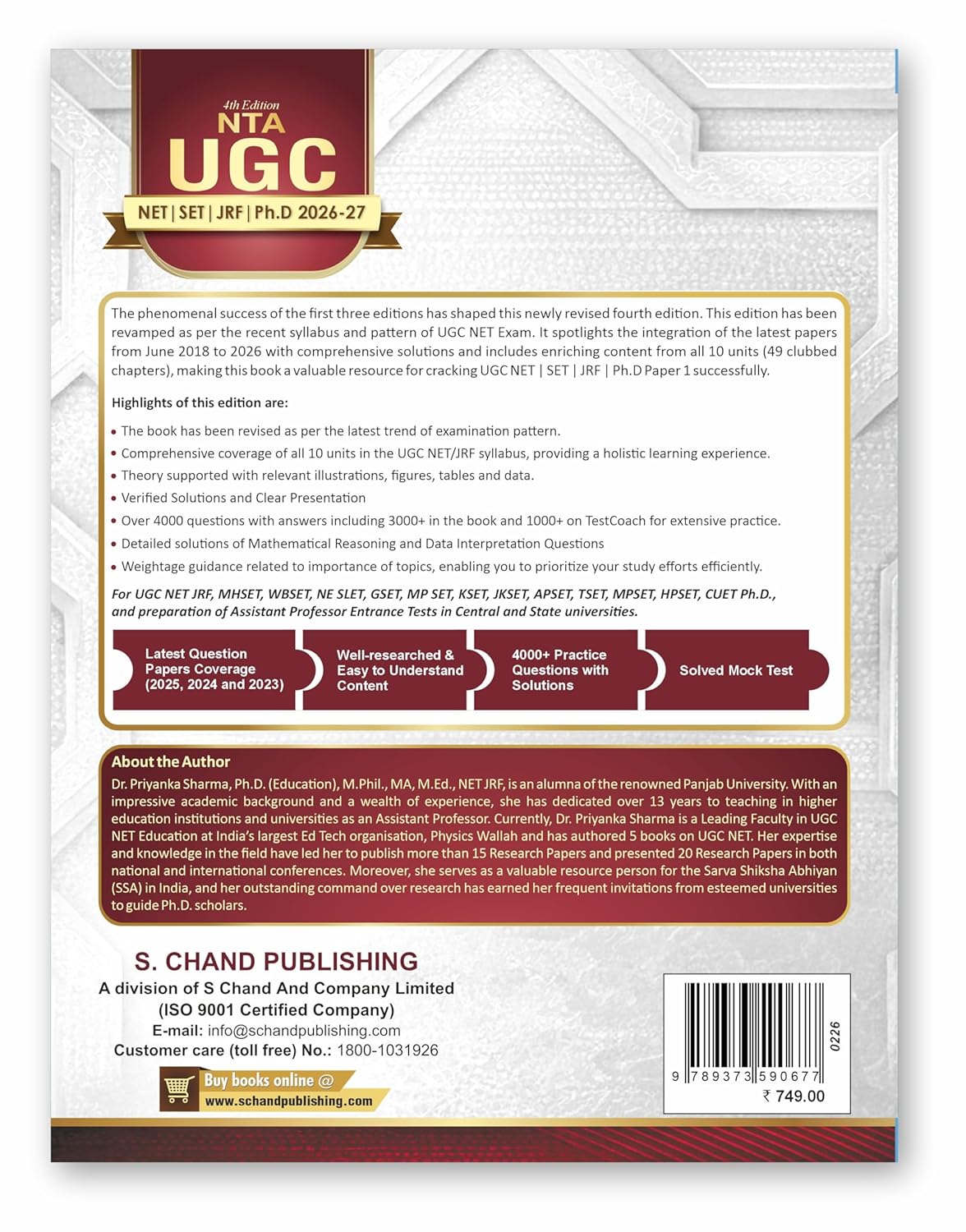 NTA UGC NET Paper 1 Teaching & Research Aptitude Guide 2026-2027 | 4th Edition | PYQ, Mathematical Reasoning & Data Interpretation | Solved Papers with Answers | NET/SET/JRF/PhD